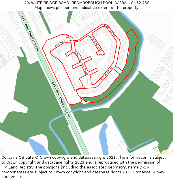 40, WHITE BRIDGE ROAD, BROMBOROUGH POOL, WIRRAL, CH62 4SS: Location map and indicative extent of plot