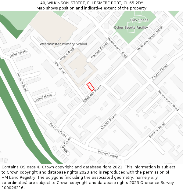 40, WILKINSON STREET, ELLESMERE PORT, CH65 2DY: Location map and indicative extent of plot