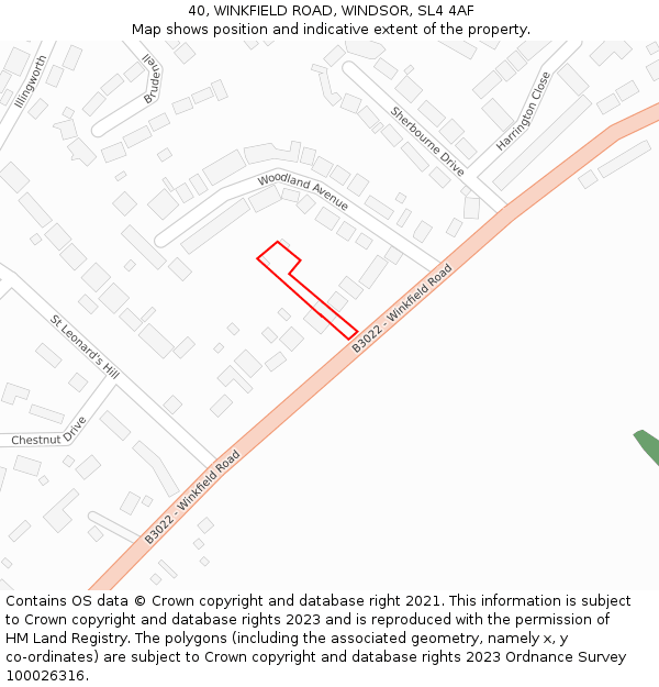 40, WINKFIELD ROAD, WINDSOR, SL4 4AF: Location map and indicative extent of plot