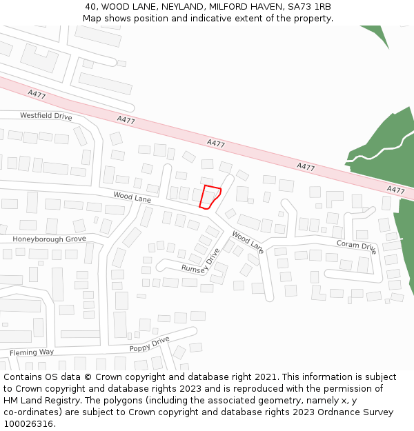 40, WOOD LANE, NEYLAND, MILFORD HAVEN, SA73 1RB: Location map and indicative extent of plot