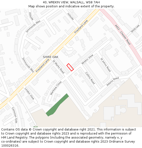 40, WREKIN VIEW, WALSALL, WS8 7AH: Location map and indicative extent of plot