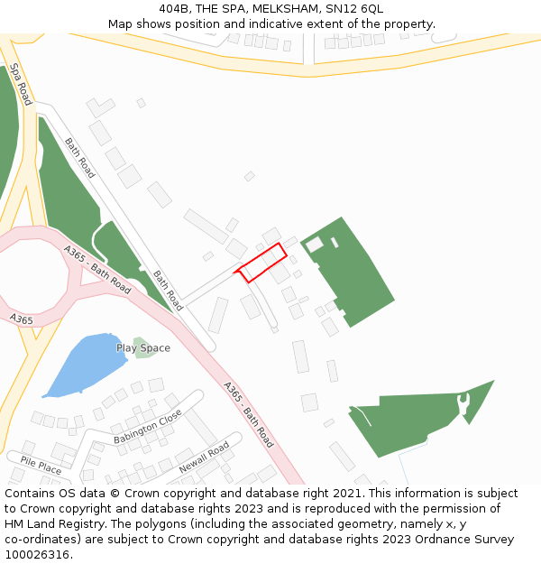 404B, THE SPA, MELKSHAM, SN12 6QL: Location map and indicative extent of plot
