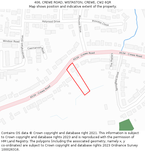 406, CREWE ROAD, WISTASTON, CREWE, CW2 6QR: Location map and indicative extent of plot