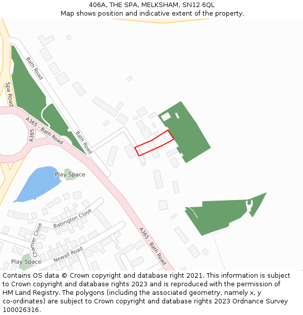 406A, THE SPA, MELKSHAM, SN12 6QL: Location map and indicative extent of plot