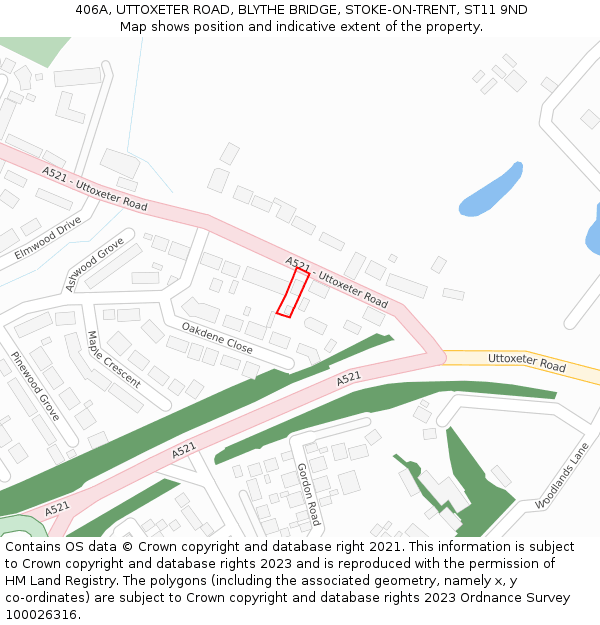 406A, UTTOXETER ROAD, BLYTHE BRIDGE, STOKE-ON-TRENT, ST11 9ND: Location map and indicative extent of plot