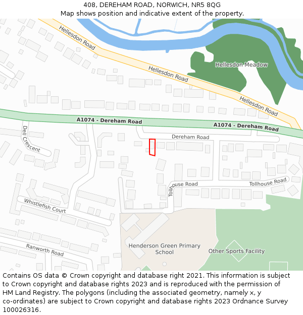 408, DEREHAM ROAD, NORWICH, NR5 8QG: Location map and indicative extent of plot