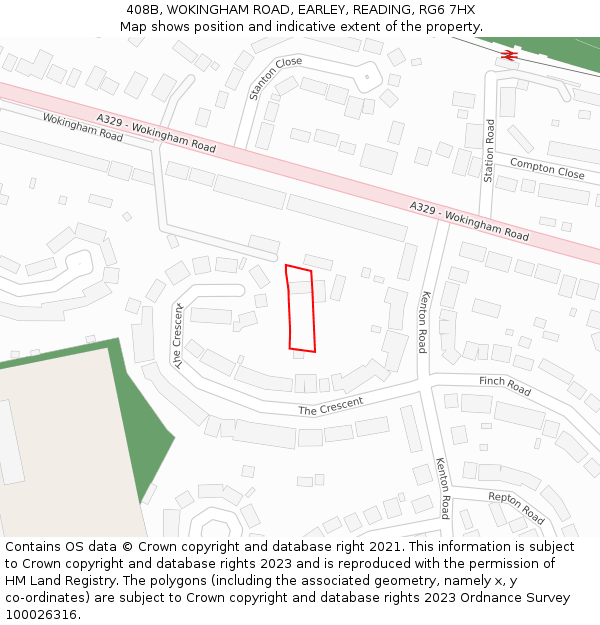 408B, WOKINGHAM ROAD, EARLEY, READING, RG6 7HX: Location map and indicative extent of plot