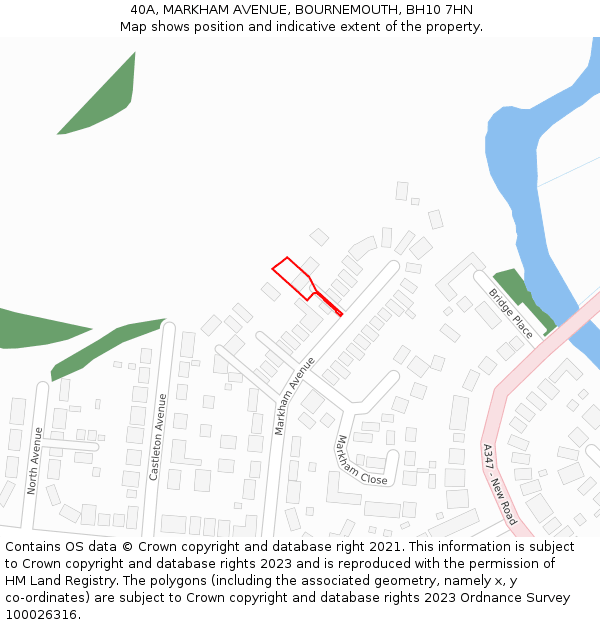 40A, MARKHAM AVENUE, BOURNEMOUTH, BH10 7HN: Location map and indicative extent of plot