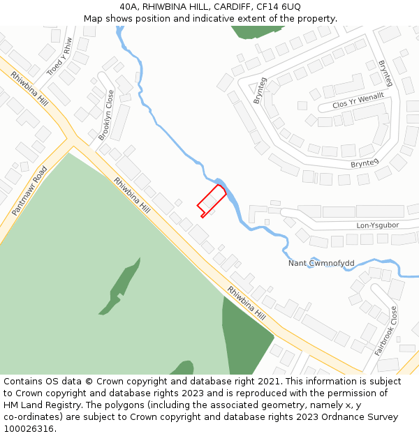 40A, RHIWBINA HILL, CARDIFF, CF14 6UQ: Location map and indicative extent of plot