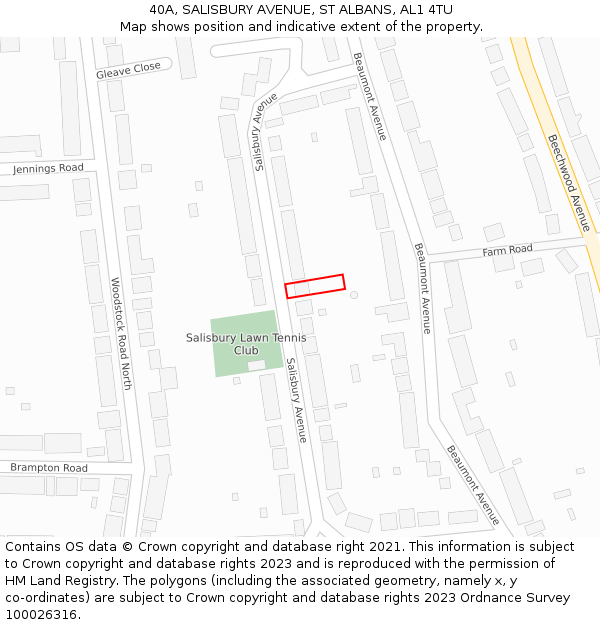 40A, SALISBURY AVENUE, ST ALBANS, AL1 4TU: Location map and indicative extent of plot