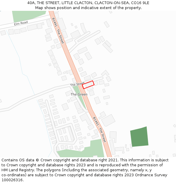 40A, THE STREET, LITTLE CLACTON, CLACTON-ON-SEA, CO16 9LE: Location map and indicative extent of plot