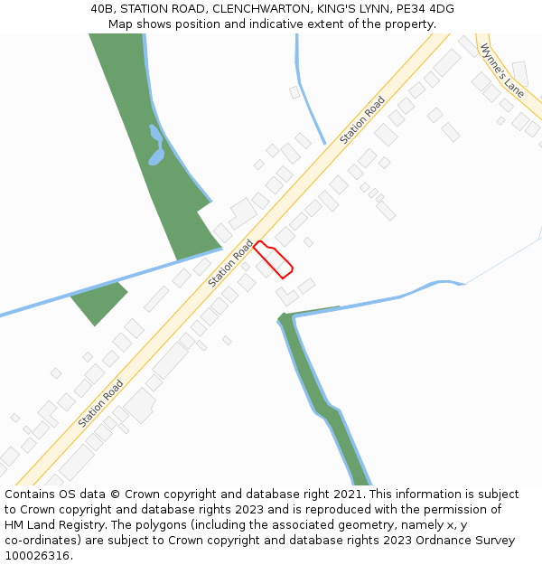 40B, STATION ROAD, CLENCHWARTON, KING'S LYNN, PE34 4DG: Location map and indicative extent of plot