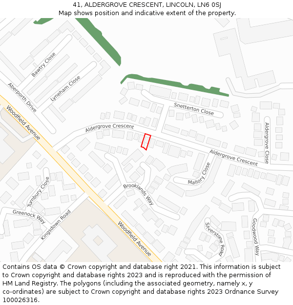 41, ALDERGROVE CRESCENT, LINCOLN, LN6 0SJ: Location map and indicative extent of plot