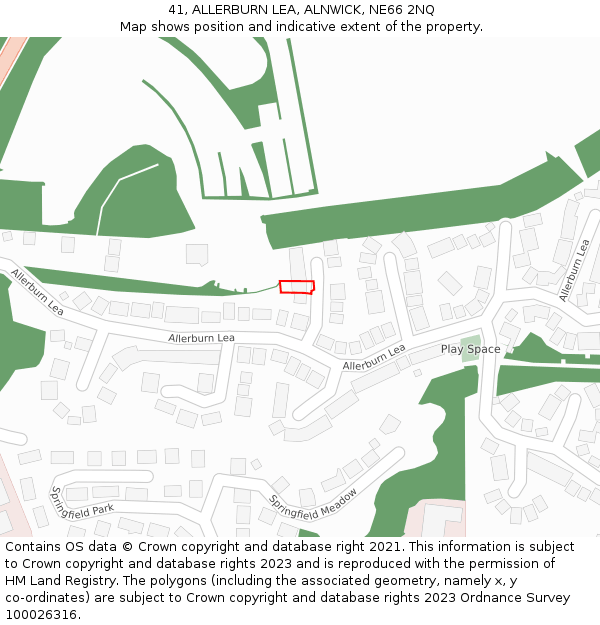 41, ALLERBURN LEA, ALNWICK, NE66 2NQ: Location map and indicative extent of plot