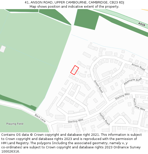 41, ANSON ROAD, UPPER CAMBOURNE, CAMBRIDGE, CB23 6DJ: Location map and indicative extent of plot