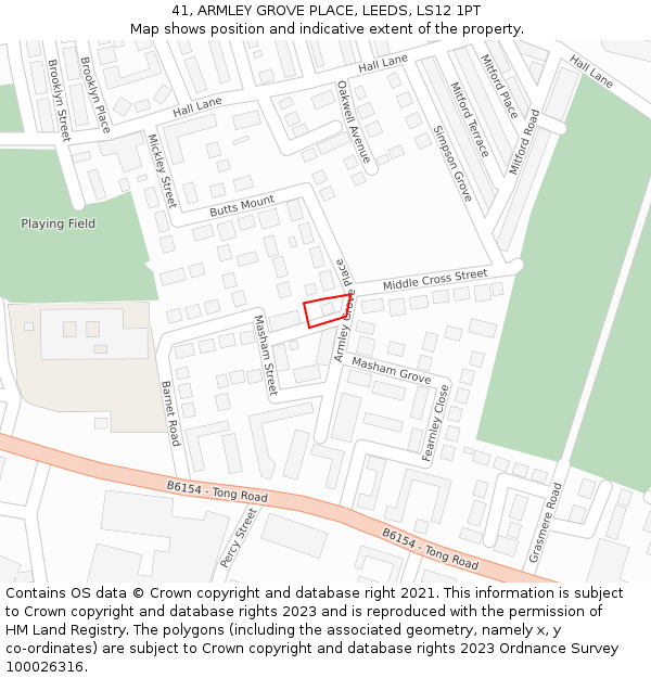 41, ARMLEY GROVE PLACE, LEEDS, LS12 1PT: Location map and indicative extent of plot