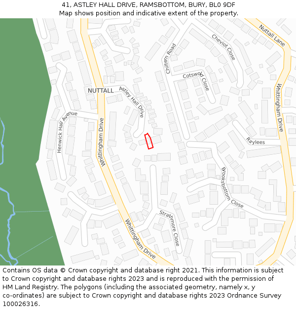 41, ASTLEY HALL DRIVE, RAMSBOTTOM, BURY, BL0 9DF: Location map and indicative extent of plot