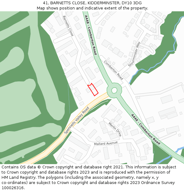 41, BARNETTS CLOSE, KIDDERMINSTER, DY10 3DG: Location map and indicative extent of plot