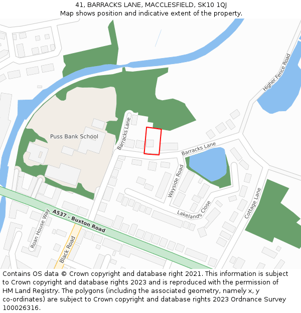 41, BARRACKS LANE, MACCLESFIELD, SK10 1QJ: Location map and indicative extent of plot