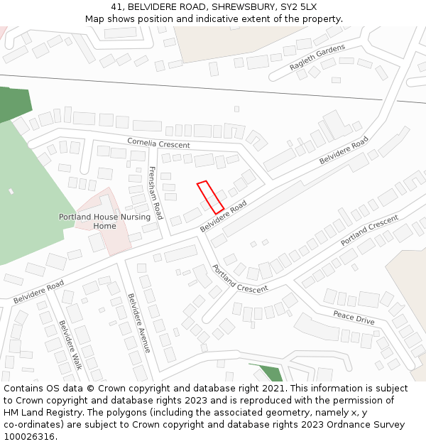 41, BELVIDERE ROAD, SHREWSBURY, SY2 5LX: Location map and indicative extent of plot