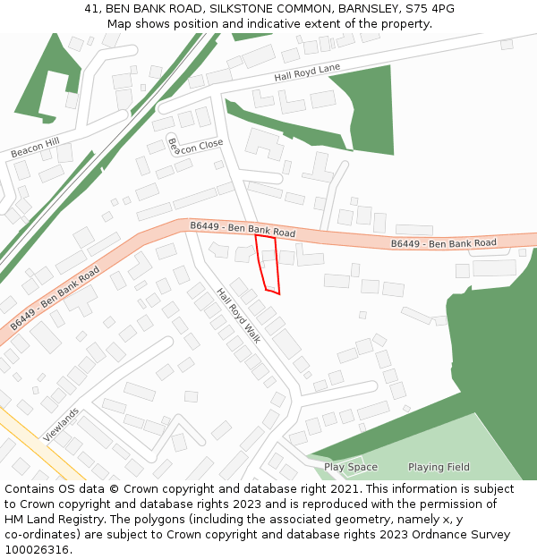 41, BEN BANK ROAD, SILKSTONE COMMON, BARNSLEY, S75 4PG: Location map and indicative extent of plot