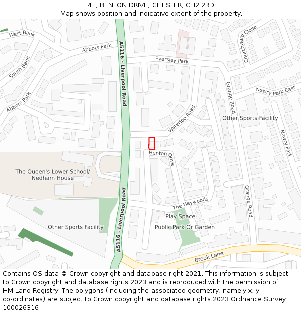 41, BENTON DRIVE, CHESTER, CH2 2RD: Location map and indicative extent of plot