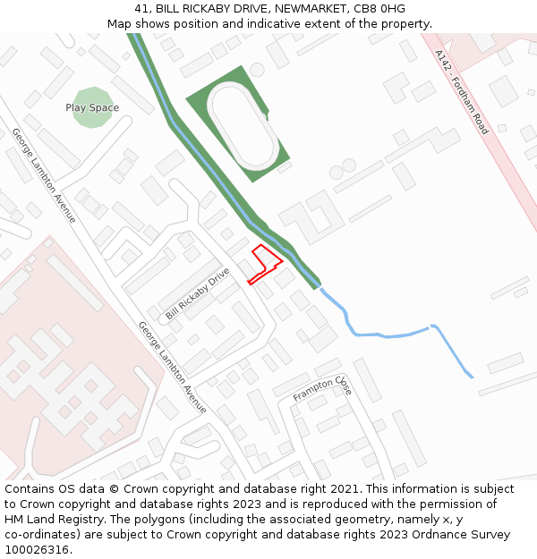 41, BILL RICKABY DRIVE, NEWMARKET, CB8 0HG: Location map and indicative extent of plot
