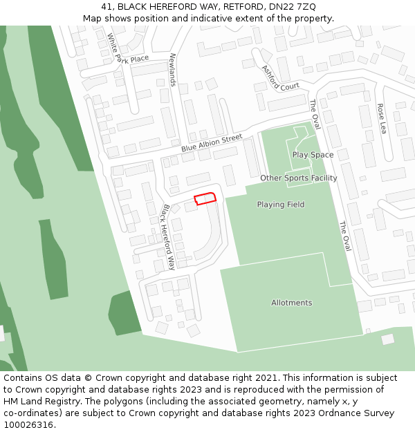 41, BLACK HEREFORD WAY, RETFORD, DN22 7ZQ: Location map and indicative extent of plot