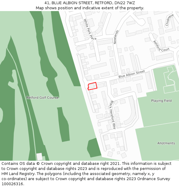 41, BLUE ALBION STREET, RETFORD, DN22 7WZ: Location map and indicative extent of plot