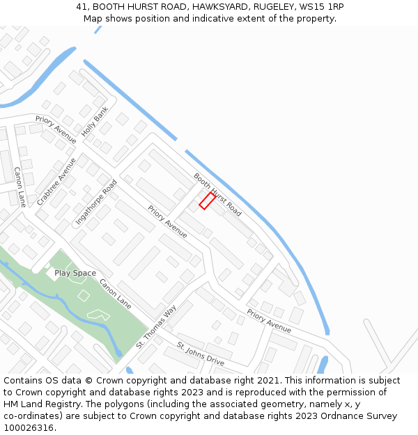 41, BOOTH HURST ROAD, HAWKSYARD, RUGELEY, WS15 1RP: Location map and indicative extent of plot