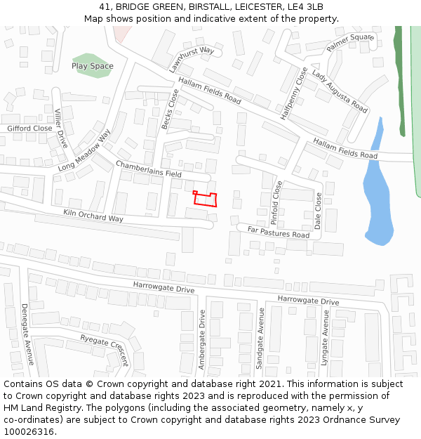 41, BRIDGE GREEN, BIRSTALL, LEICESTER, LE4 3LB: Location map and indicative extent of plot