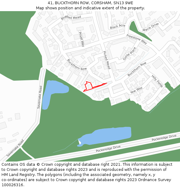 41, BUCKTHORN ROW, CORSHAM, SN13 9WE: Location map and indicative extent of plot