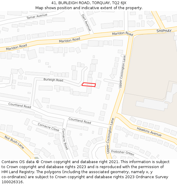 41, BURLEIGH ROAD, TORQUAY, TQ2 6JX: Location map and indicative extent of plot