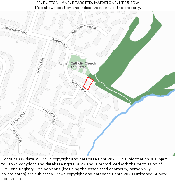 41, BUTTON LANE, BEARSTED, MAIDSTONE, ME15 8DW: Location map and indicative extent of plot