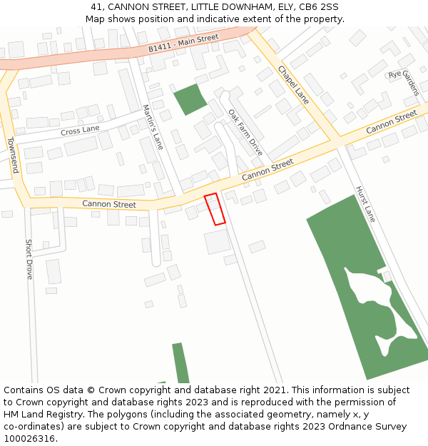41, CANNON STREET, LITTLE DOWNHAM, ELY, CB6 2SS: Location map and indicative extent of plot