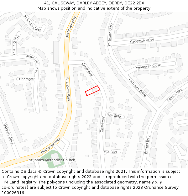 41, CAUSEWAY, DARLEY ABBEY, DERBY, DE22 2BX: Location map and indicative extent of plot
