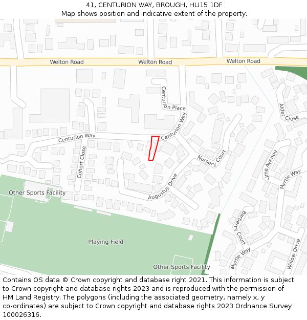 41, CENTURION WAY, BROUGH, HU15 1DF: Location map and indicative extent of plot