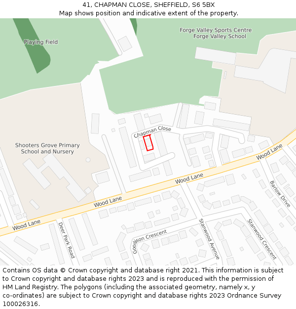 41, CHAPMAN CLOSE, SHEFFIELD, S6 5BX: Location map and indicative extent of plot