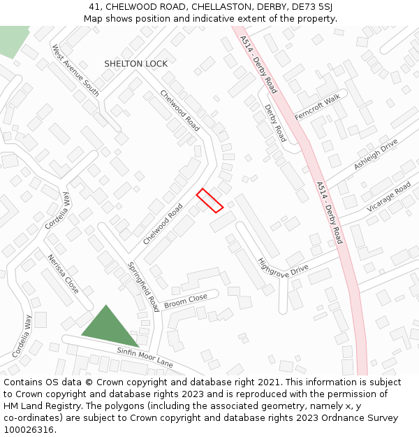 41, CHELWOOD ROAD, CHELLASTON, DERBY, DE73 5SJ: Location map and indicative extent of plot