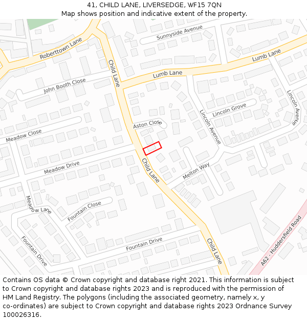 41, CHILD LANE, LIVERSEDGE, WF15 7QN: Location map and indicative extent of plot