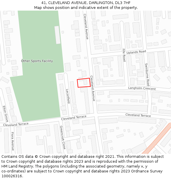 41, CLEVELAND AVENUE, DARLINGTON, DL3 7HF: Location map and indicative extent of plot