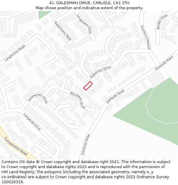 41, DALESMAN DRIVE, CARLISLE, CA1 3TH: Location map and indicative extent of plot
