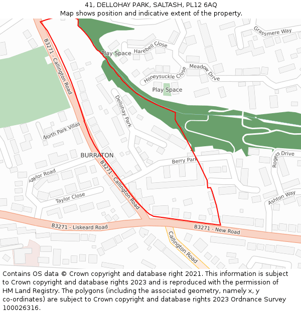 41, DELLOHAY PARK, SALTASH, PL12 6AQ: Location map and indicative extent of plot