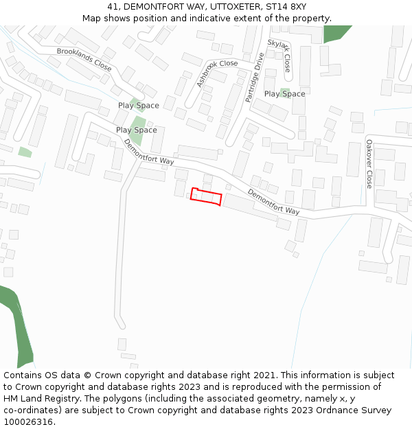 41, DEMONTFORT WAY, UTTOXETER, ST14 8XY: Location map and indicative extent of plot