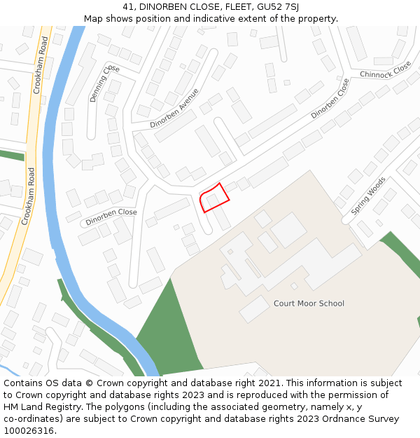 41, DINORBEN CLOSE, FLEET, GU52 7SJ: Location map and indicative extent of plot
