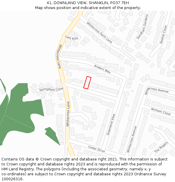41, DOWNLAND VIEW, SHANKLIN, PO37 7EH: Location map and indicative extent of plot
