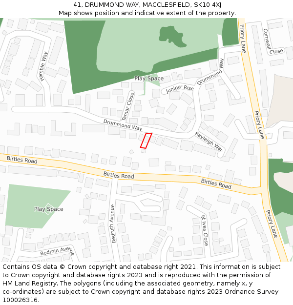41, DRUMMOND WAY, MACCLESFIELD, SK10 4XJ: Location map and indicative extent of plot