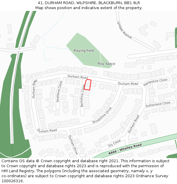 41, DURHAM ROAD, WILPSHIRE, BLACKBURN, BB1 9LR: Location map and indicative extent of plot
