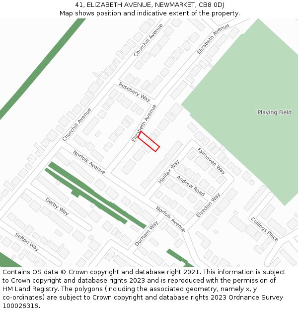 41, ELIZABETH AVENUE, NEWMARKET, CB8 0DJ: Location map and indicative extent of plot