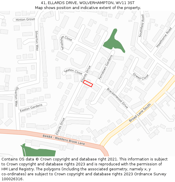 41, ELLARDS DRIVE, WOLVERHAMPTON, WV11 3ST: Location map and indicative extent of plot